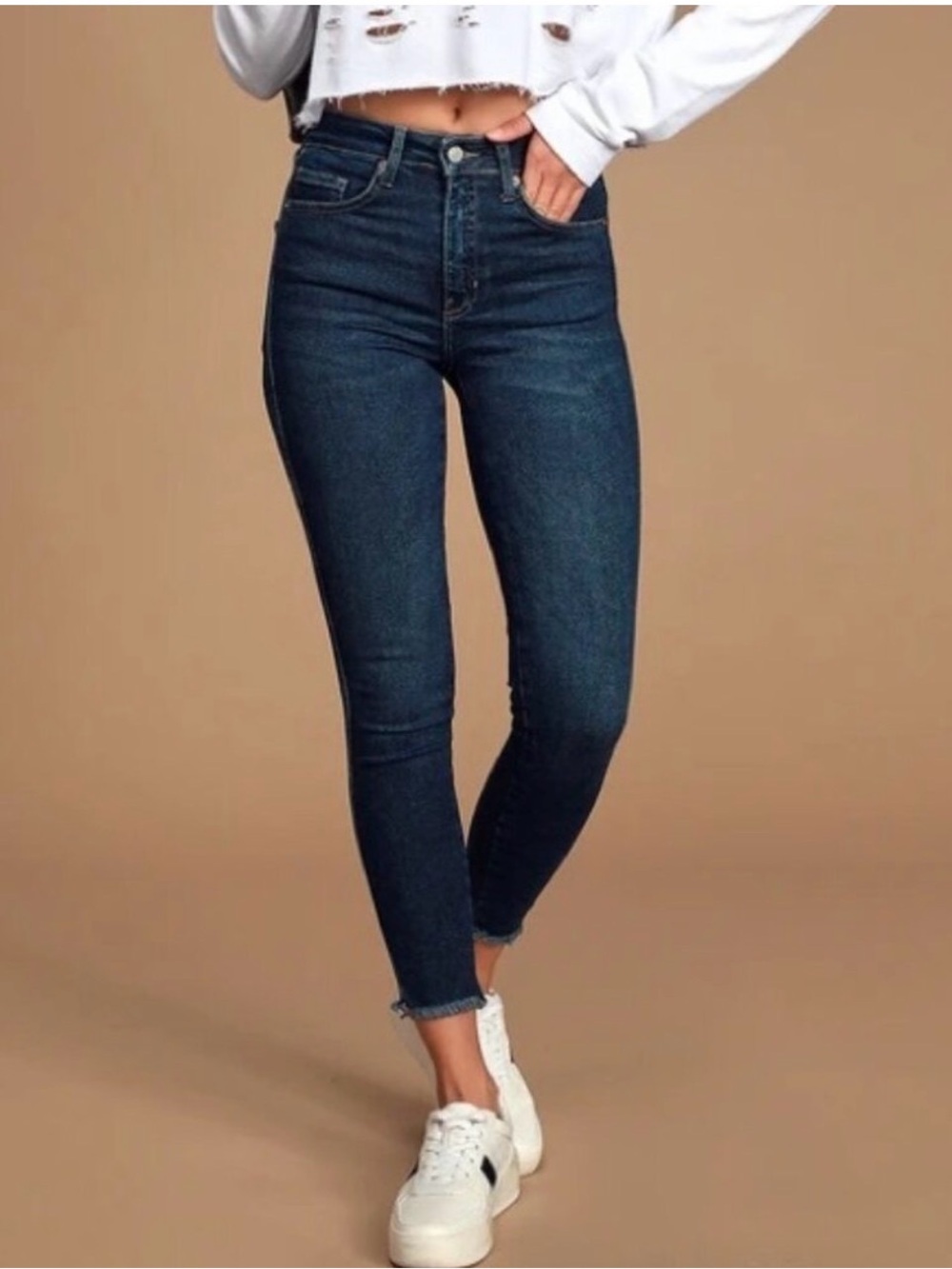 We The Free Dark Blue High-Rise Skinny Jeans